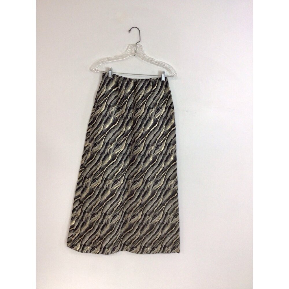 Vintage Maxi Skirt Metallic Gold Pattern Womens Small - Picture 5 of 6